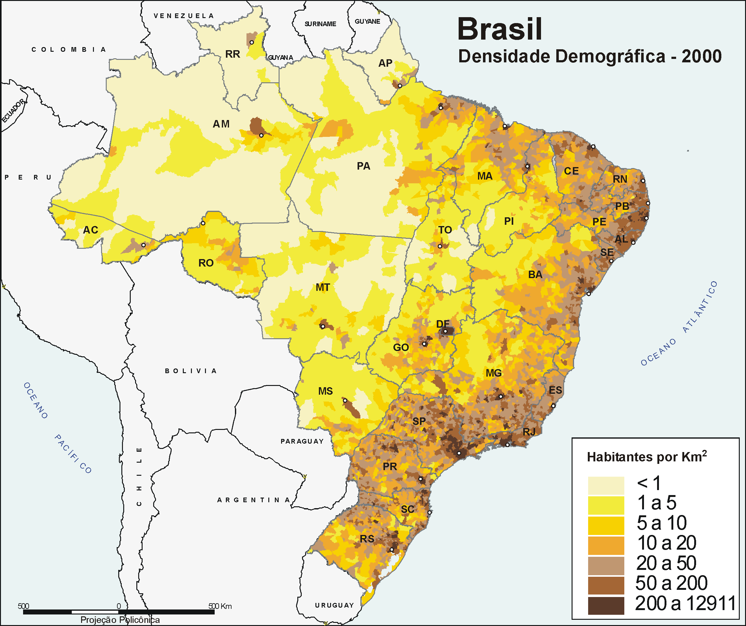 Назовите основную черту в размещении бразилии. Плотность населения Бразилии карта. Плотность населения Бразилии. Карта плотности Бразилии. Карта населения Бразилии.